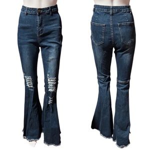 EXTRA LONG - High Rise- Turquoise Haven - Bell Bottom Jeans